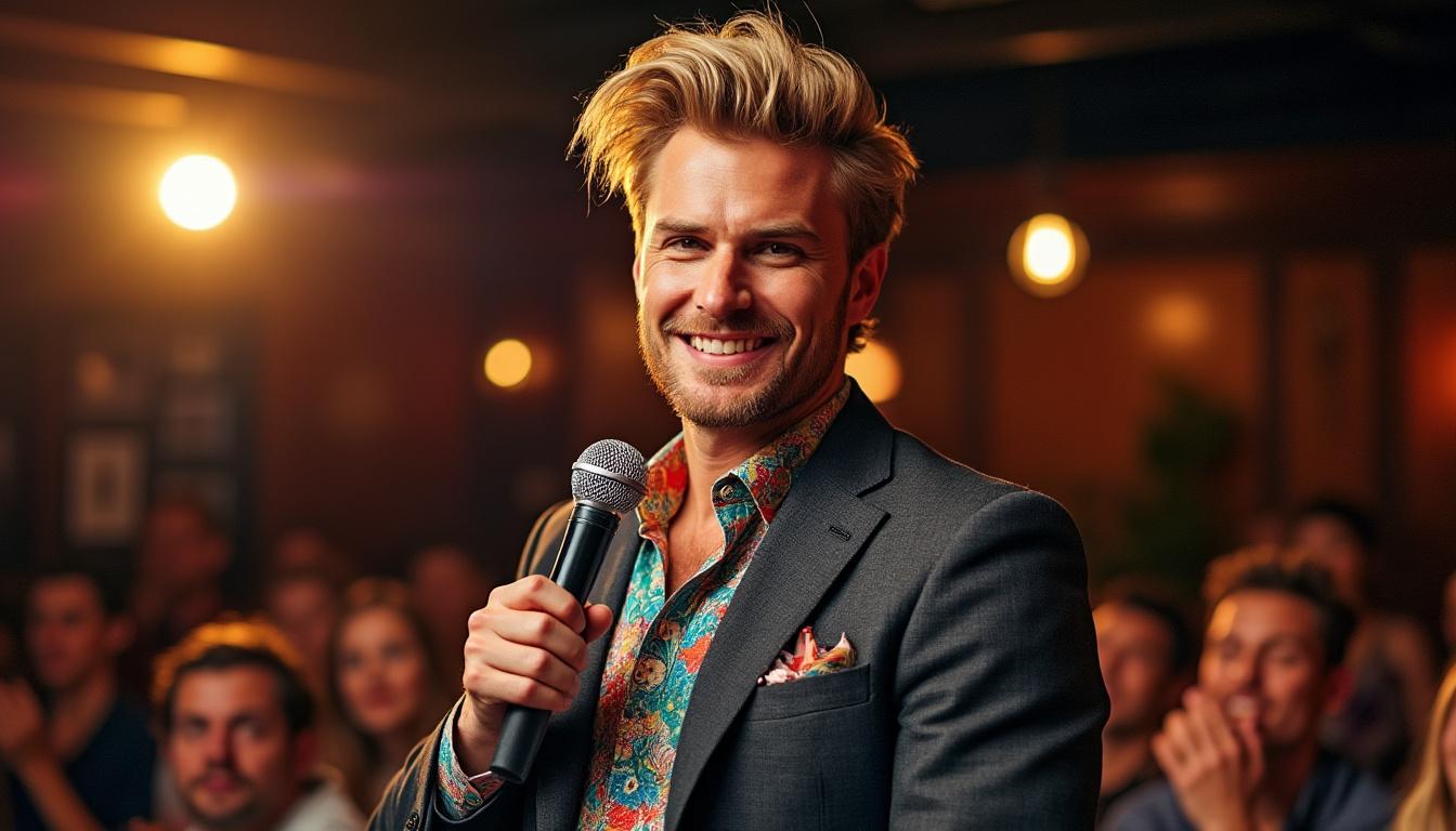 découvrez le parcours fascinant et les histoires inédites d'un humoriste blond au talent unique et coloré, qui fait rire avec passion et originalité.